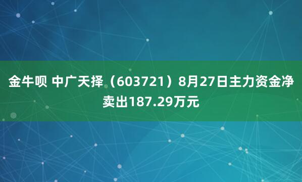 金牛呗 中广天择（603721）8月27日主力资金净卖出187.29万元